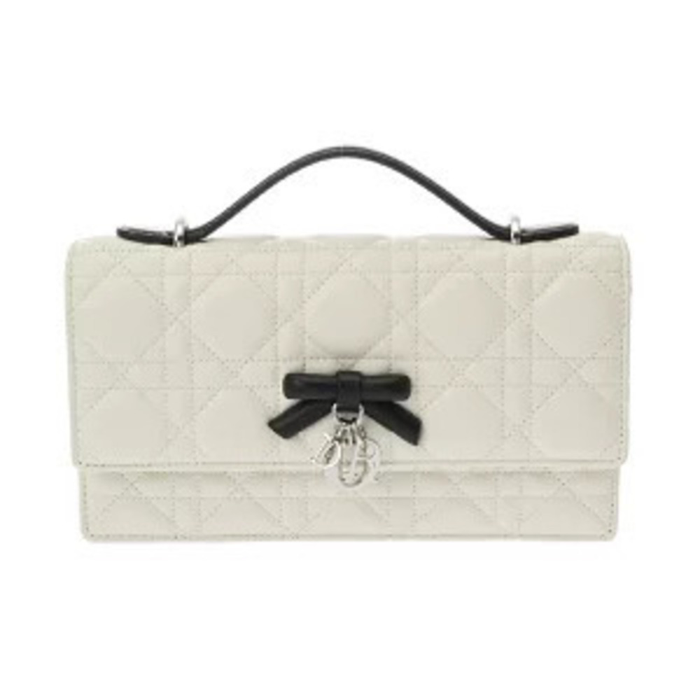Christian Dior Cannage My Bag White Black Lambskin Handbag